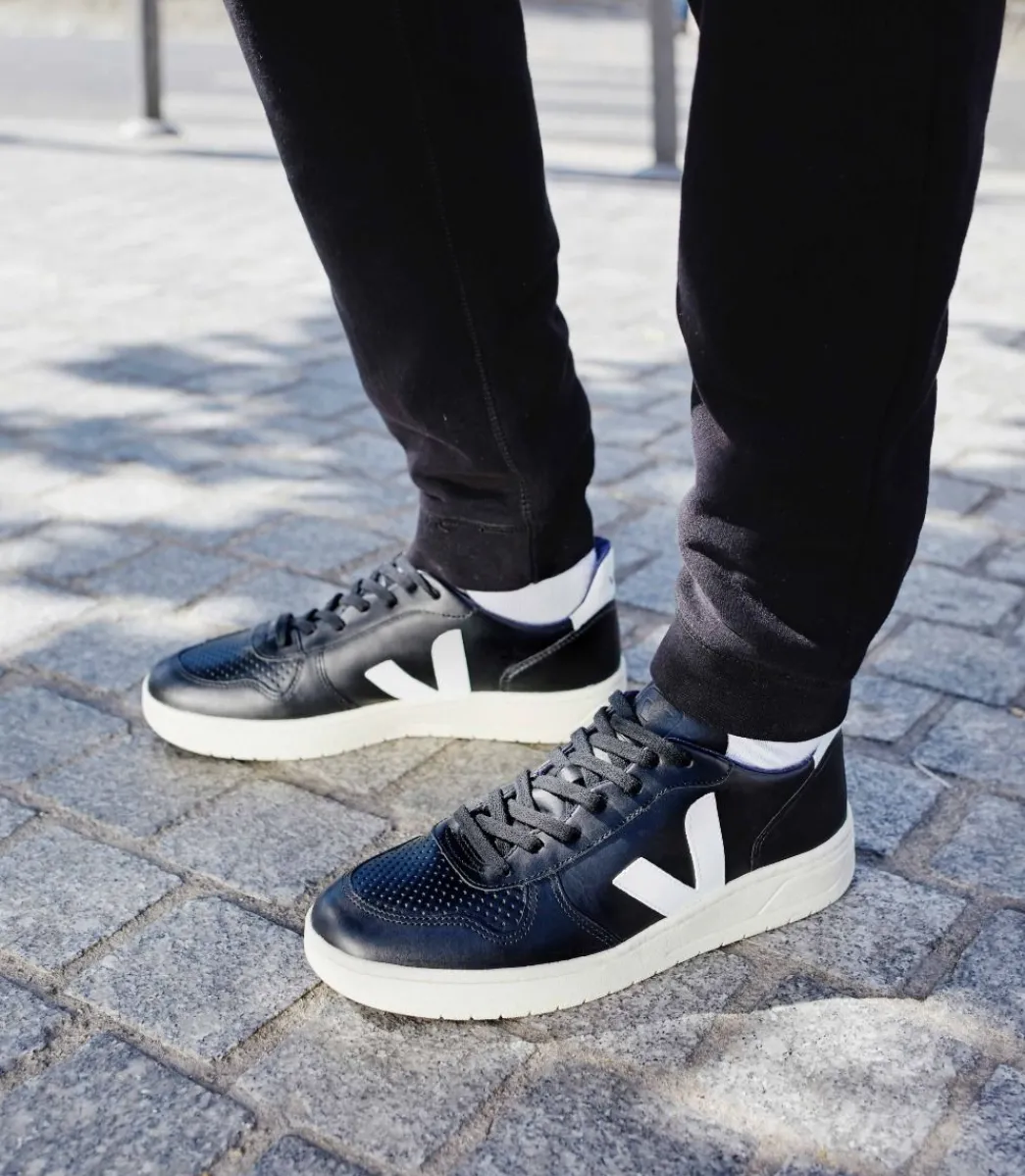 V-10 LEATHER BLACK WHITE WHITE SOLE>VEJA Store