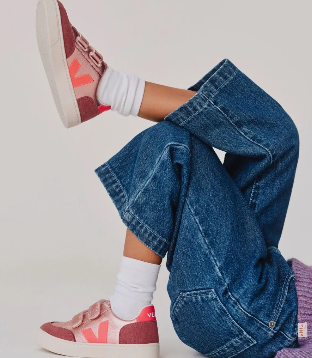 V-12 LEATHER NACRE ROSE FLUO>VEJA Clearance
