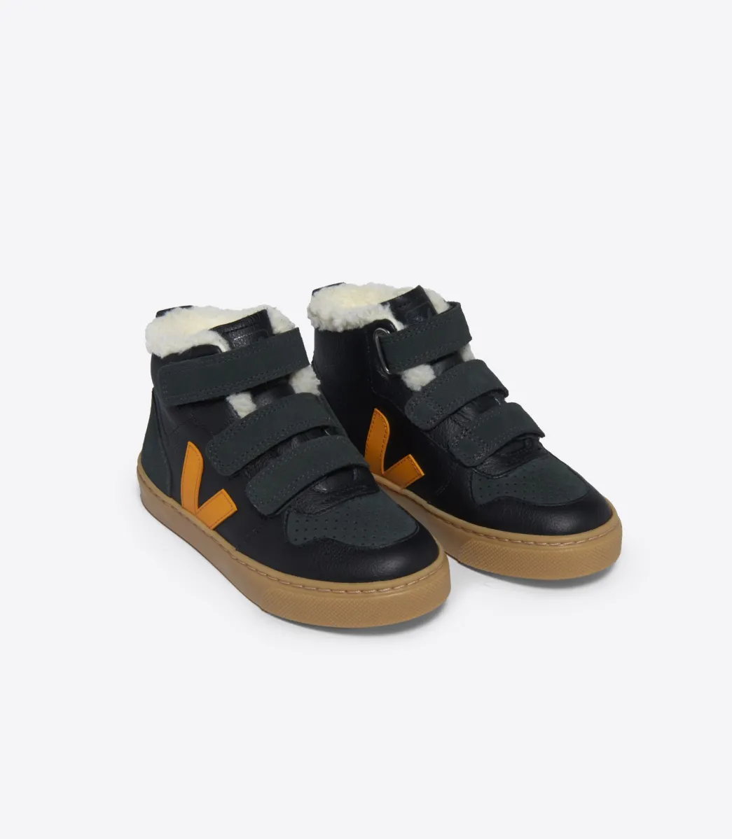 V-10 MID FURED LEATHER BLACK OURO GRAFITE>VEJA Clearance